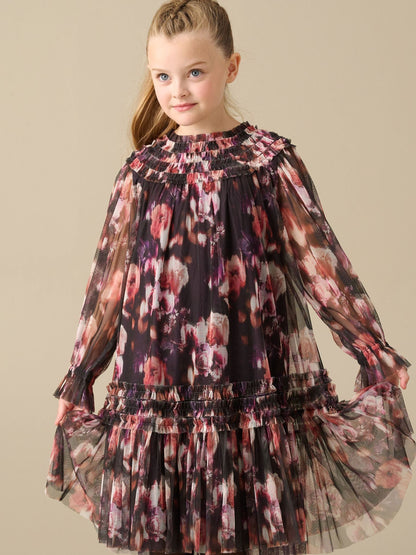 Dsiney Kidz - Angel & Rocket Pink Verity Ruffle Print Mesh Dress image 3