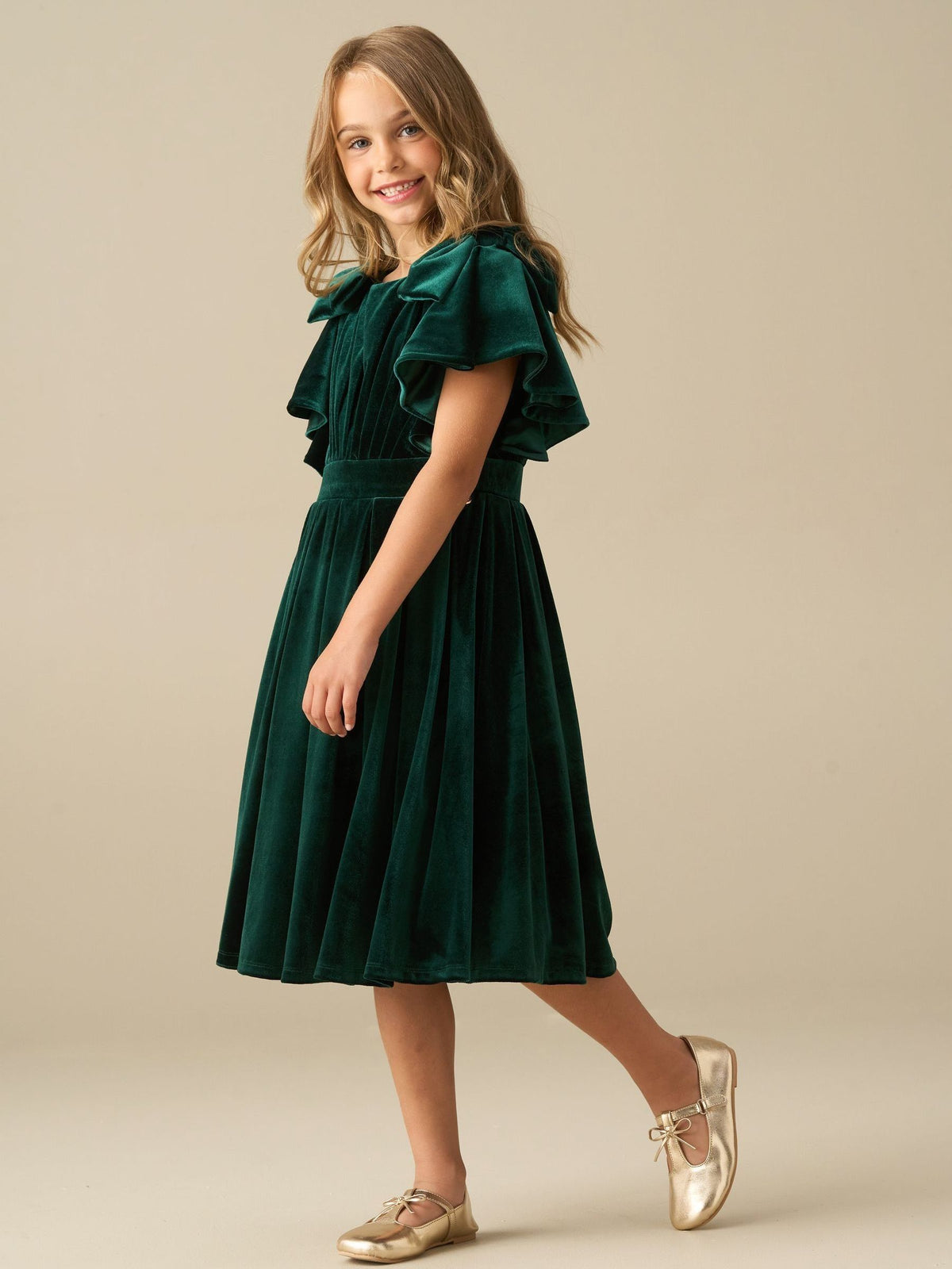 Dsiney Kidz - Angel & Rocket Green Bella Velvet Dress image 3