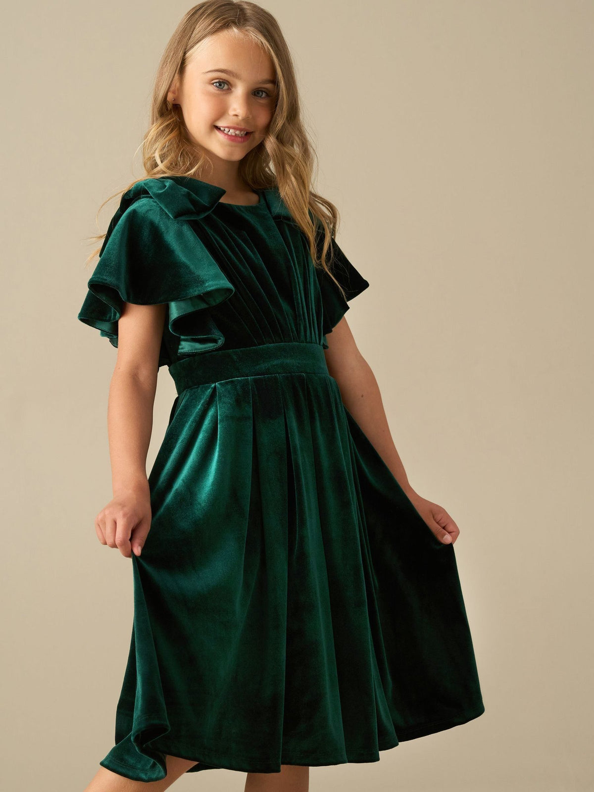 Dsiney Kidz - Angel & Rocket Green Bella Velvet Dress image 4
