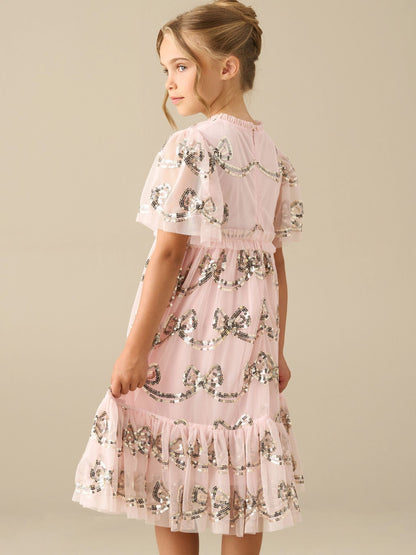 Dsiney Kidz - Angel & Rocket Pink Delta Bow Sequin Mesh Dress image 2