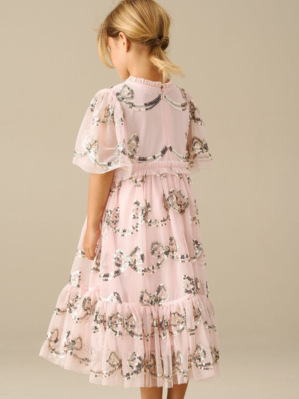 Dsiney Kidz - Angel & Rocket Pink Delta Bow Sequin Mesh Dress image 3