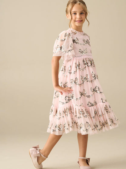 Dsiney Kidz - Angel & Rocket Pink Delta Bow Sequin Mesh Dress image 4