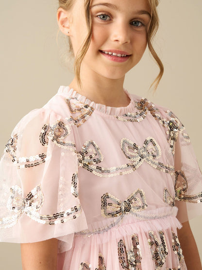 Dsiney Kidz - Angel & Rocket Pink Delta Bow Sequin Mesh Dress image 6