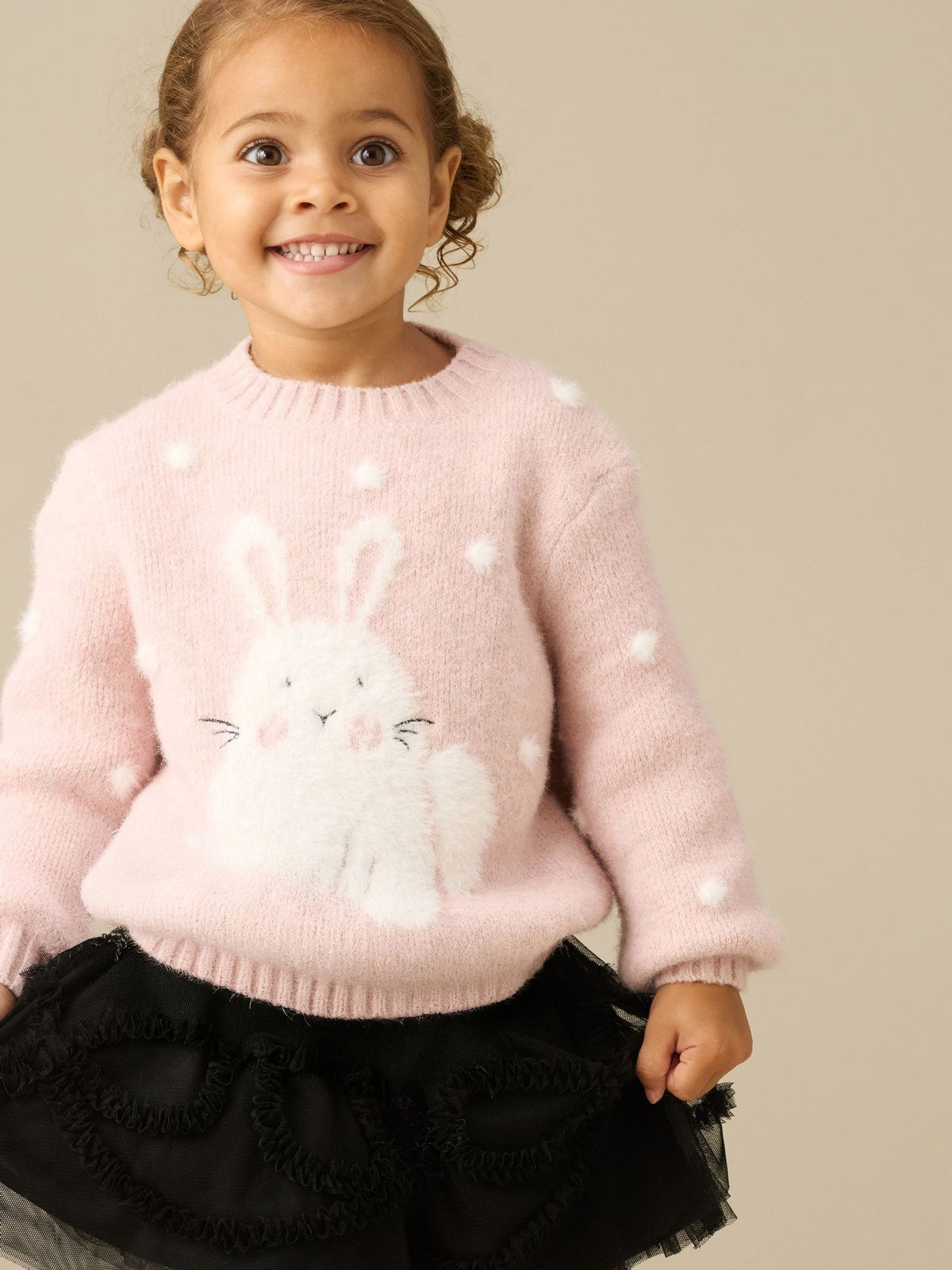 Dsiney Kidz - Angel & Rocket Pink Edna Novelty Bunny Knitted Jumper image 1