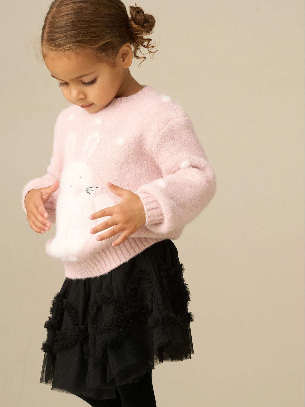 Dsiney Kidz - Angel & Rocket Pink Edna Novelty Bunny Knitted Jumper image 2