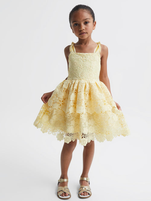 Dsiney Kidz - Reiss Lemon Bethany 9-12 yrs Bow Strap Lace Dress image 1