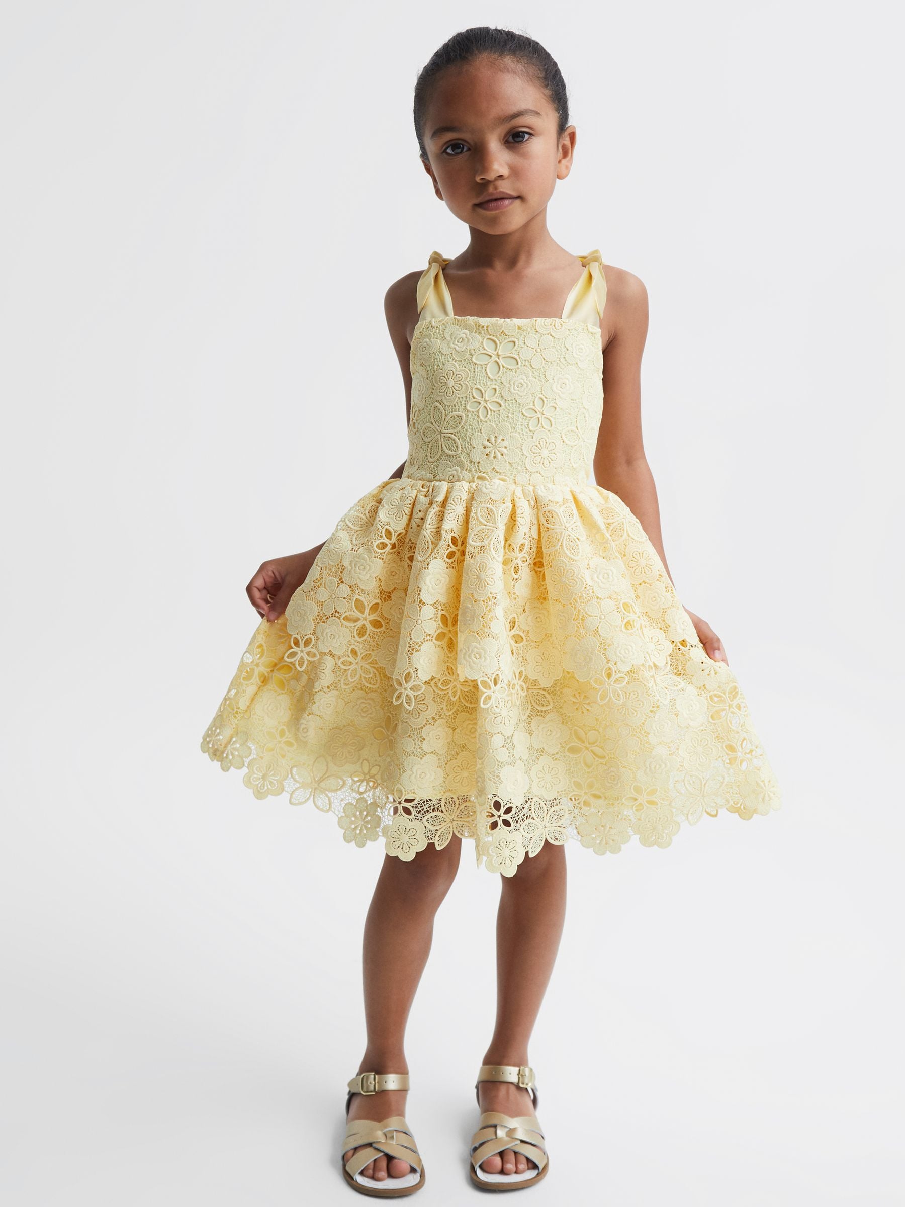 Dsiney Kidz - Reiss Lemon Bethany 9-12 yrs Bow Strap Lace Dress image 1