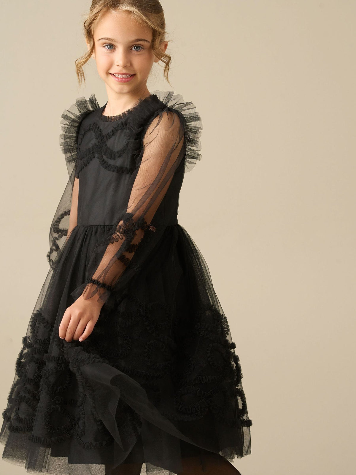 Dsiney Kidz - Angel & Rocket Black Juliette Frilled Bow Mesh Dress image 3