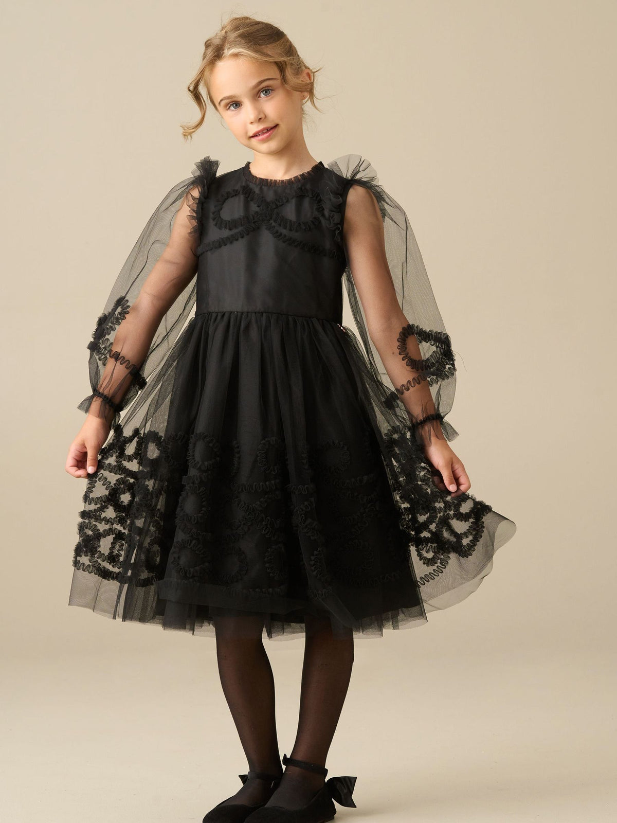Dsiney Kidz - Angel & Rocket Black Juliette Frilled Bow Mesh Dress image 5