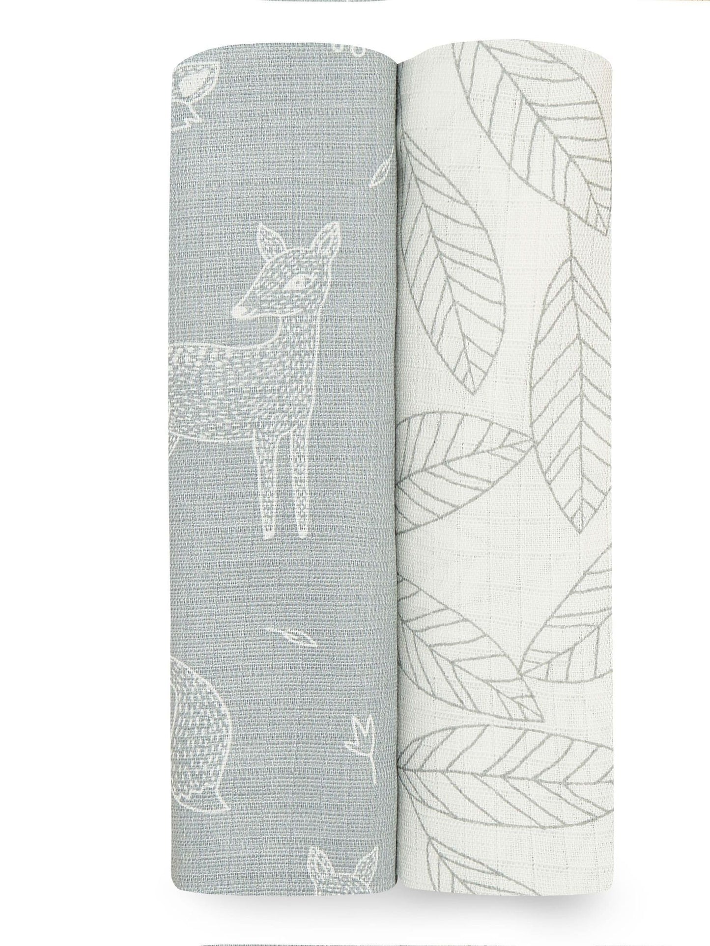 aden + anais Grey Essentials Silky Soft Muslin Blankets 2 Pack Woodsy image 1