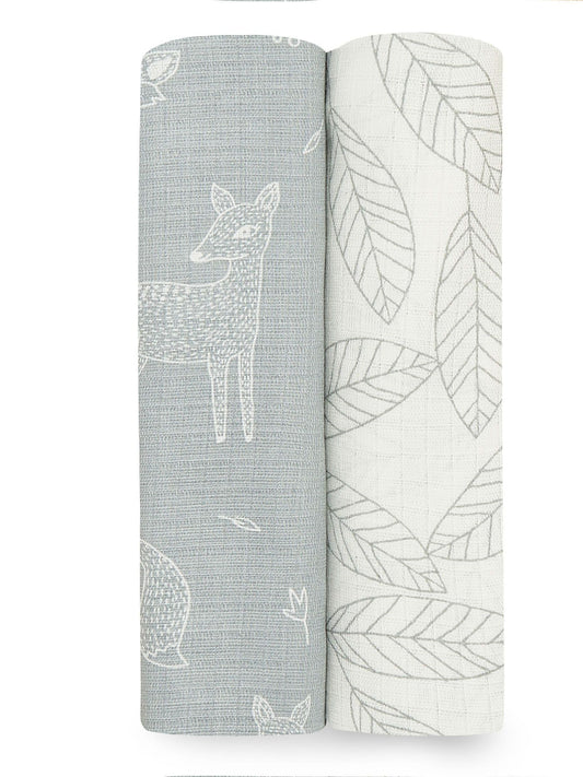 aden + anais Grey Essentials Silky Soft Muslin Blankets 2 Pack Woodsy image 1
