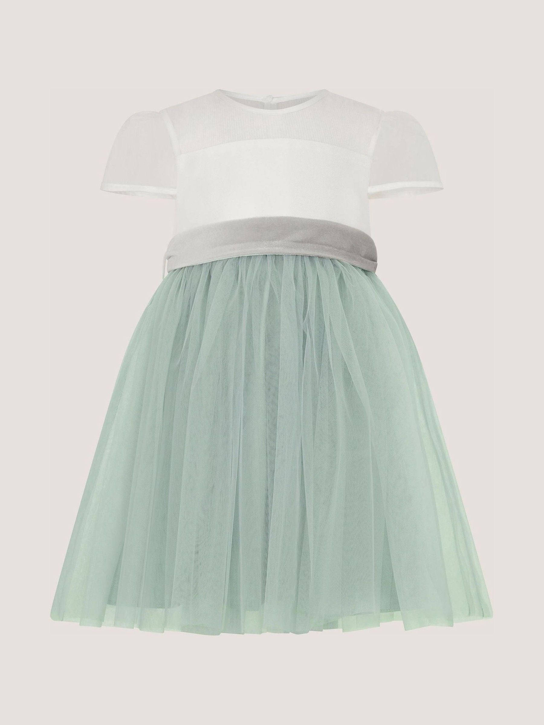 Dsiney Kidz - Monsoon Green Baby Velvet Bow Party Dress image 2