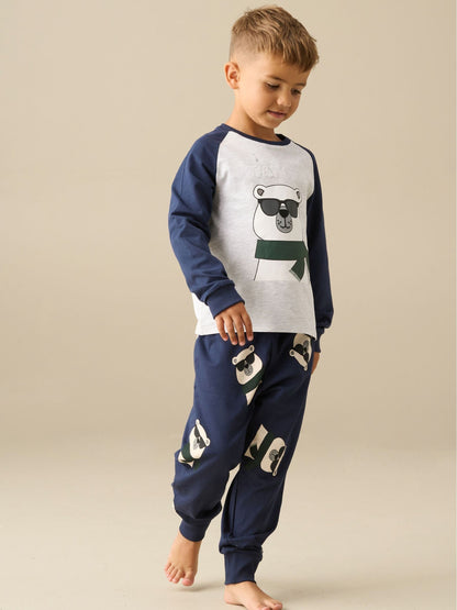 Angel & Rocket Blue Atlas Bear Graphic Pyjamas - image 1