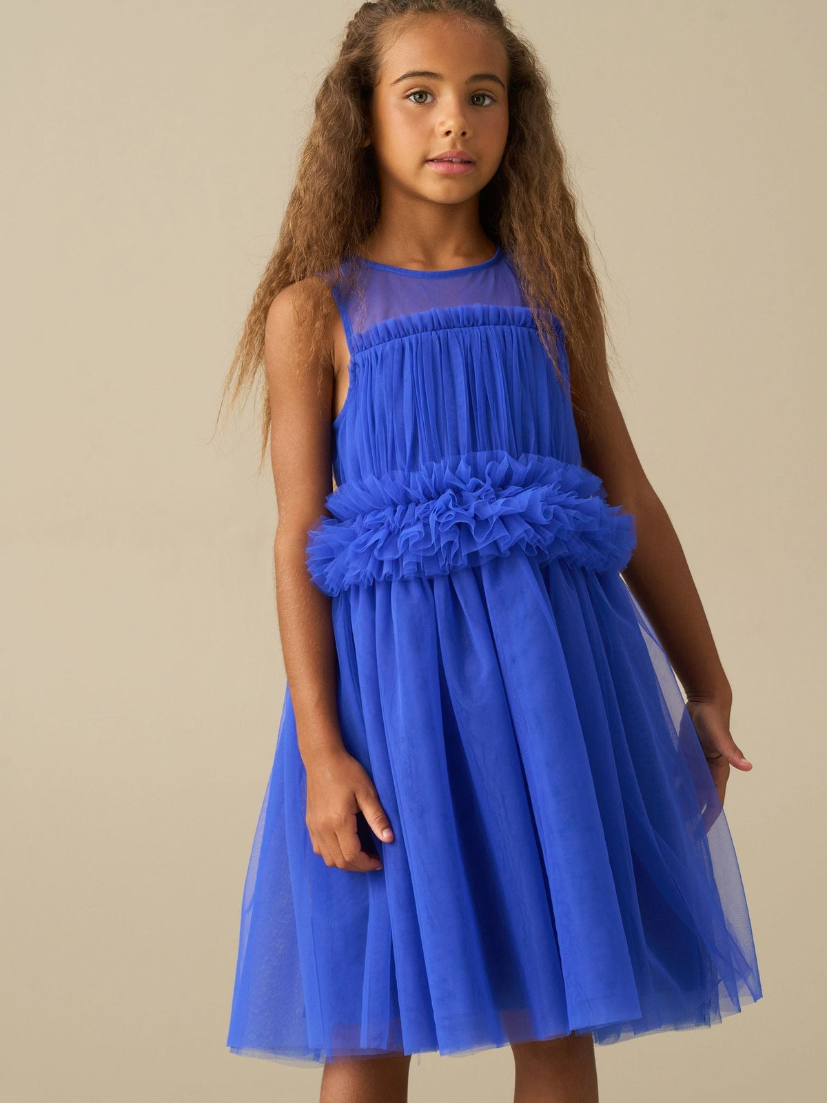 Dsiney Kidz - Angel & Rocket Blue Kaitlyn Ruffle Waist Mesh Dress image 4