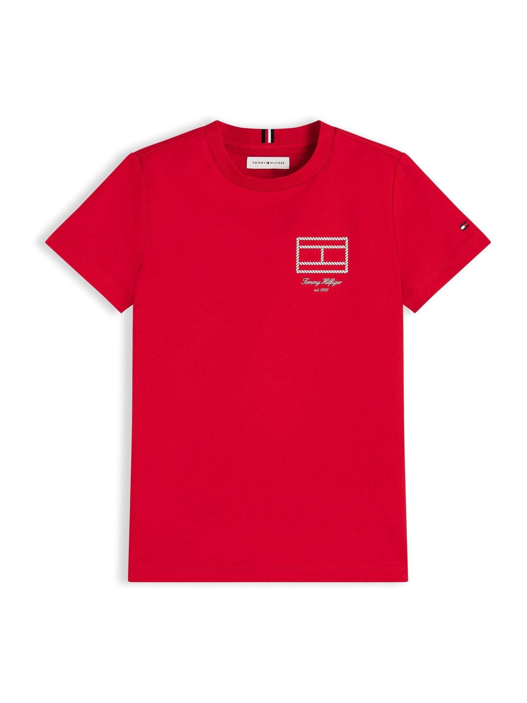Tommy Hilfiger Red Outline Flag Logo Jersey T-Shirt image 4
