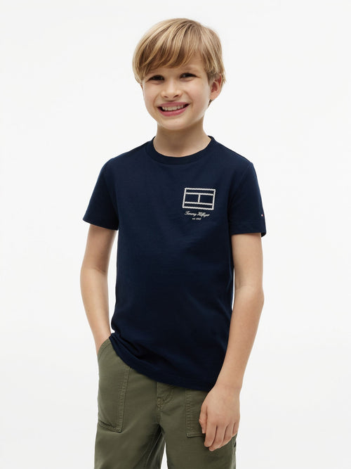 Tommy Hilfiger Blue Outline Flag Logo Jersey T-Shirt image 1