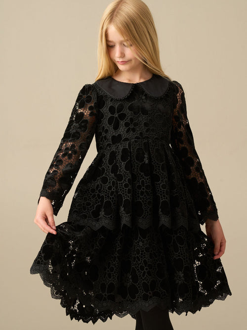 Angel & Rocket Black Maeva Velvet Lace Dress - image 1