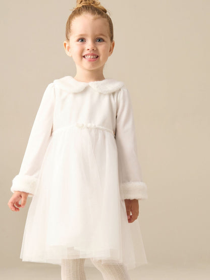 Dsiney Kidz - Angel & Rocket Cream Gabrielle Fur Collar Mesh Dress image 1