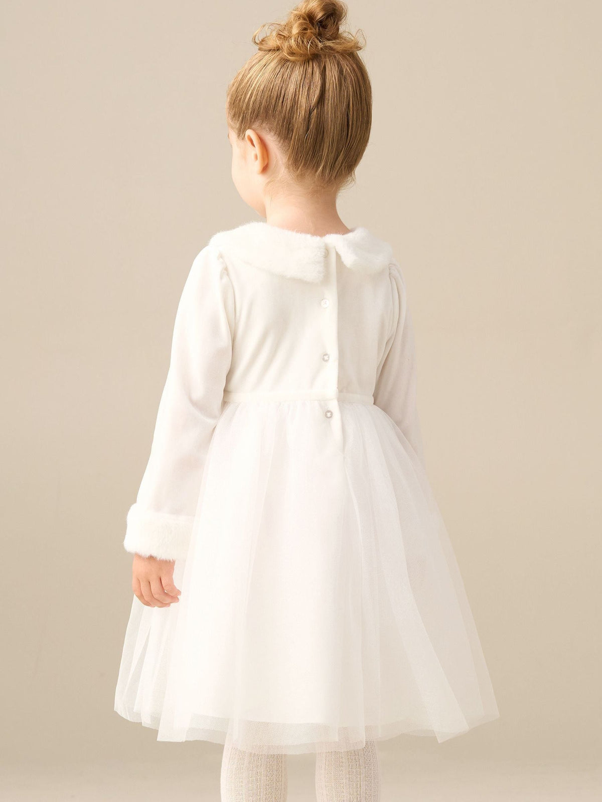 Dsiney Kidz - Angel & Rocket Cream Gabrielle Fur Collar Mesh Dress image 4