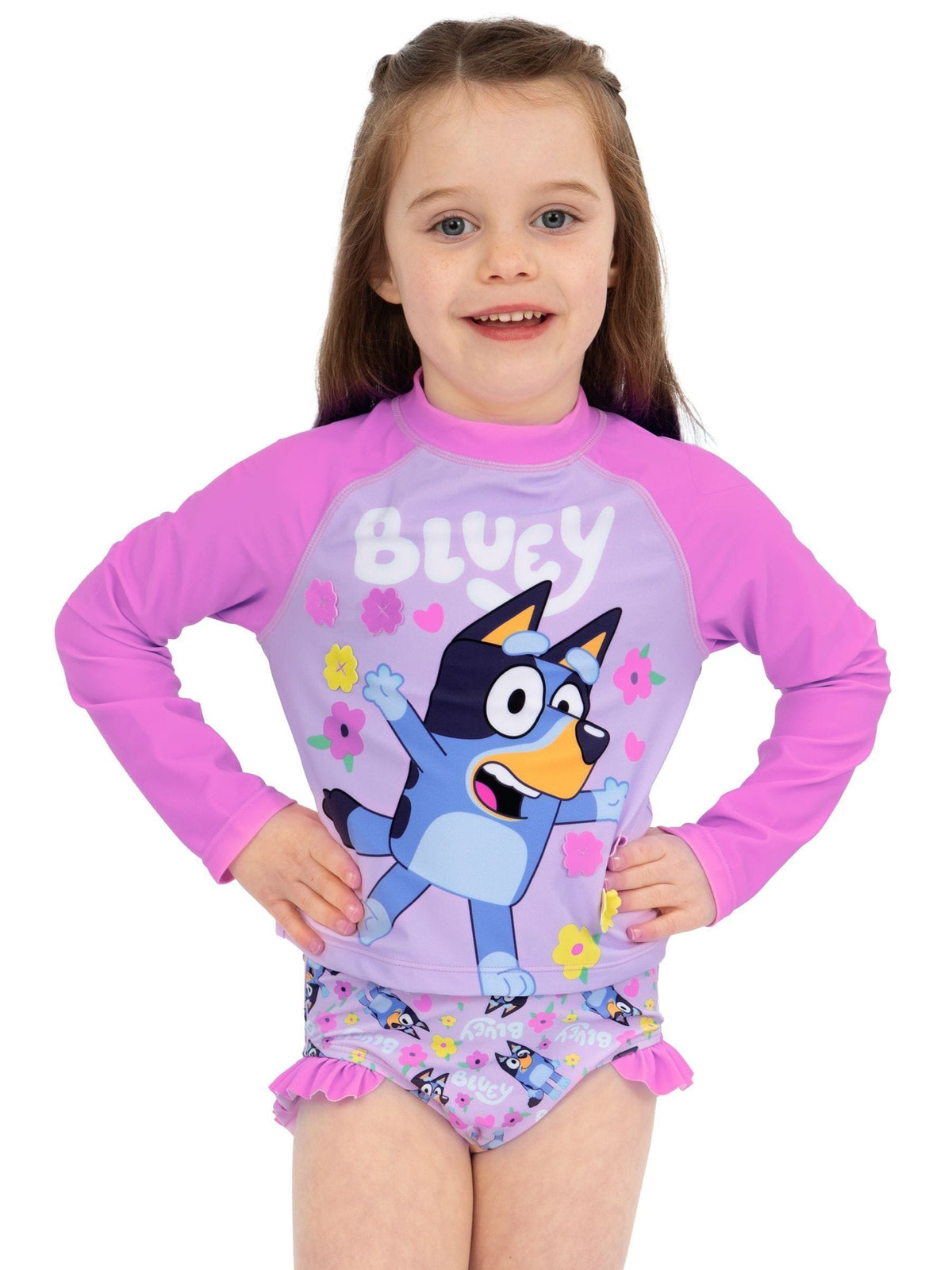 Dsiney Kidz - Character Pink Bluey Long Sleeve Swimsuit With Frills image 3