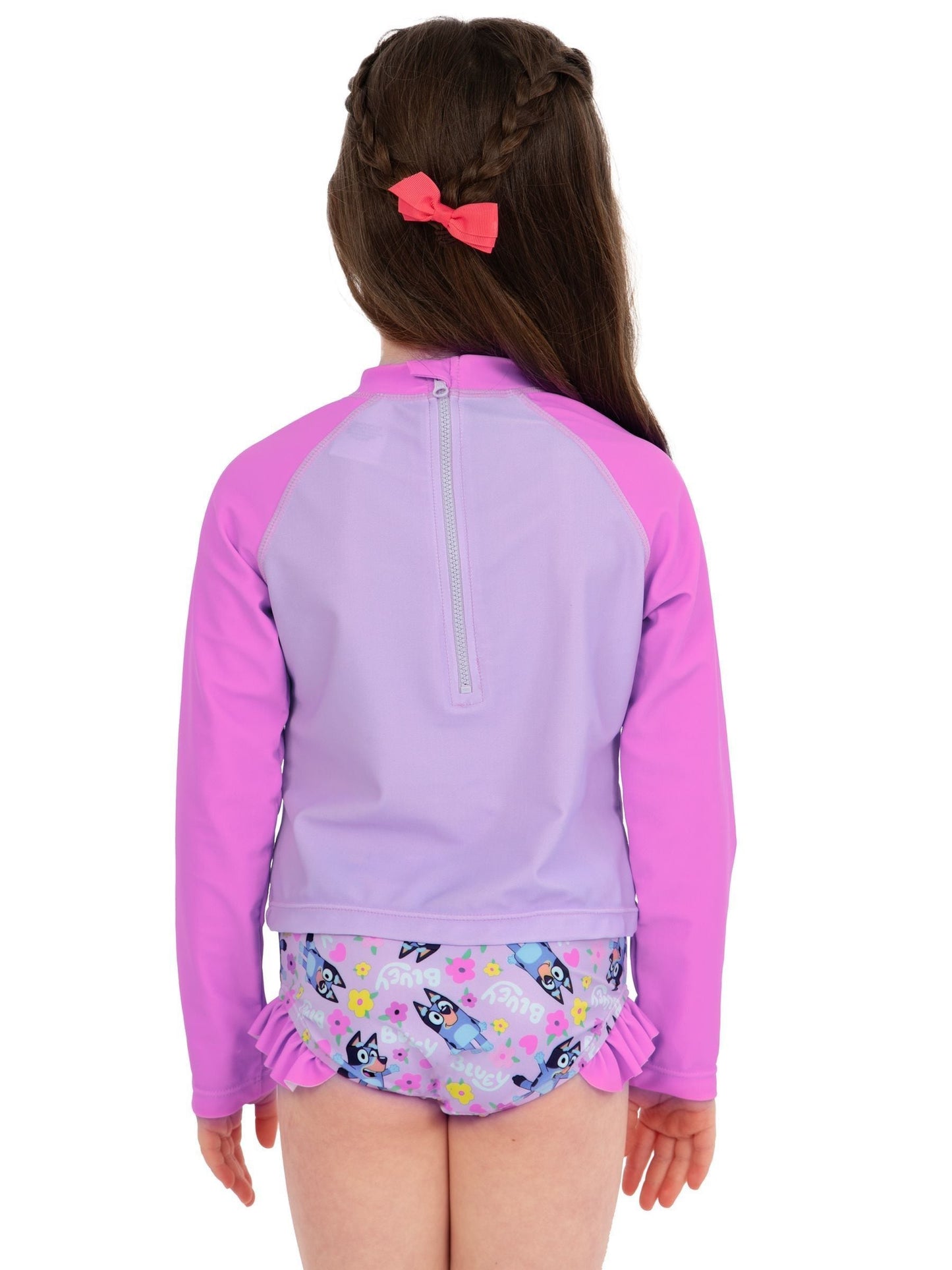Character Pink Bluey Long Sleeve Swimsuit With Frills image 6