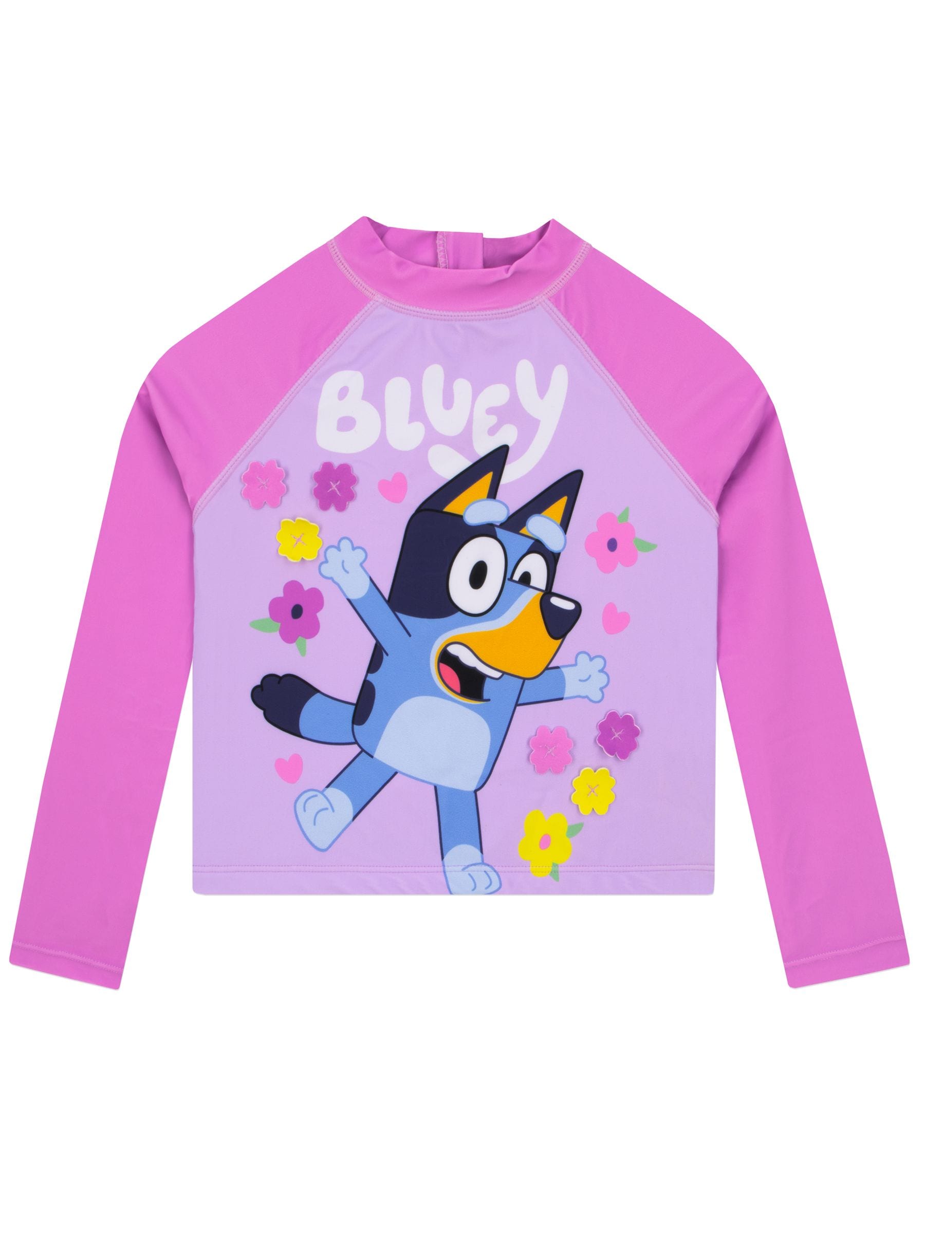 Character Pink Bluey Long Sleeve Swimsuit With Frills image 7