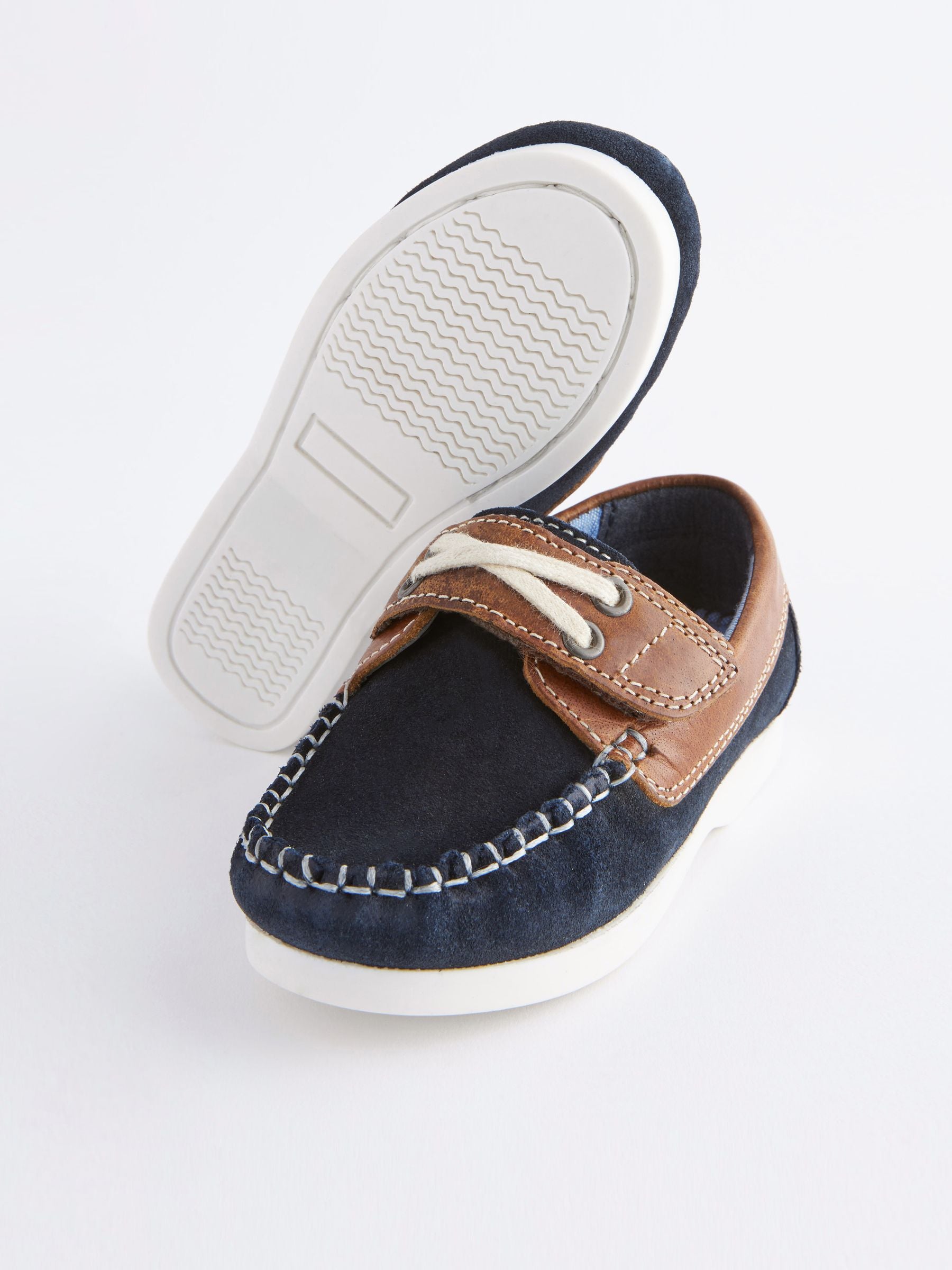 Navy Blue Leather Boat Shoes image 5
