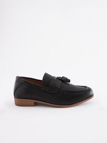 Black Tassel Wide Fit (G) Smart Loafers image 2