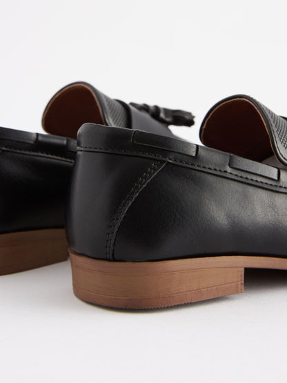 Black Tassel Wide Fit (G) Smart Loafers image 4