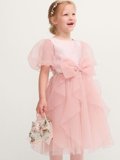 Dsiney Kidz - Monsoon Pink Raphela Puff Sleeve Bow Party Dress image 1
