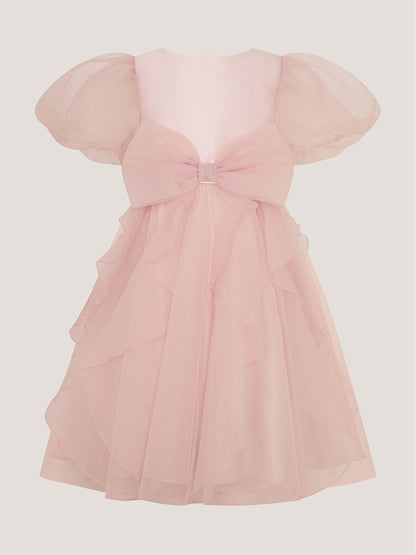 Dsiney Kidz - Monsoon Pink Raphela Puff Sleeve Bow Party Dress image 2