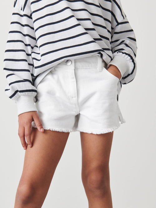 Dsiney Kidz - White Regular Length Frayed Edge Denim Shorts (3-16yrs) image 1