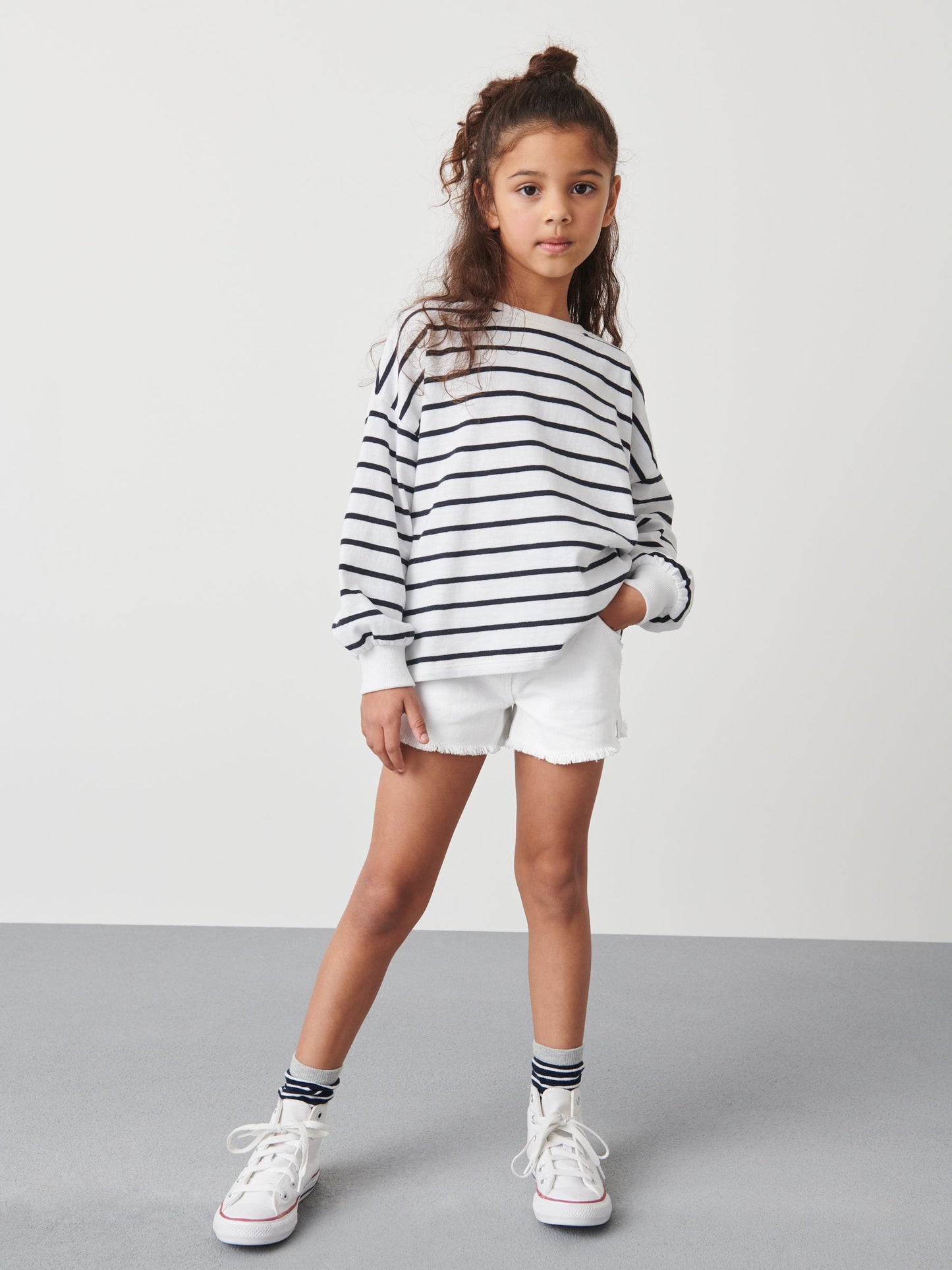 Dsiney Kidz - White Regular Length Frayed Edge Denim Shorts (3-16yrs) image 2