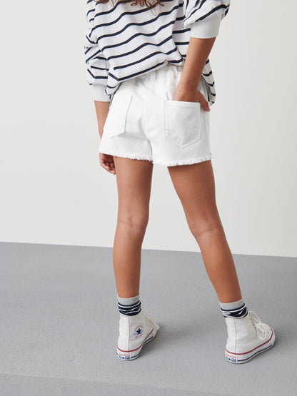 Dsiney Kidz - White Regular Length Frayed Edge Denim Shorts (3-16yrs) image 3