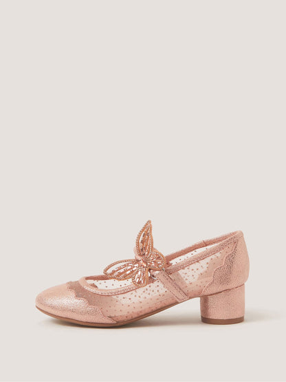 Monsoon Gold Butterfly Polka Dot Mesh Heels image 2