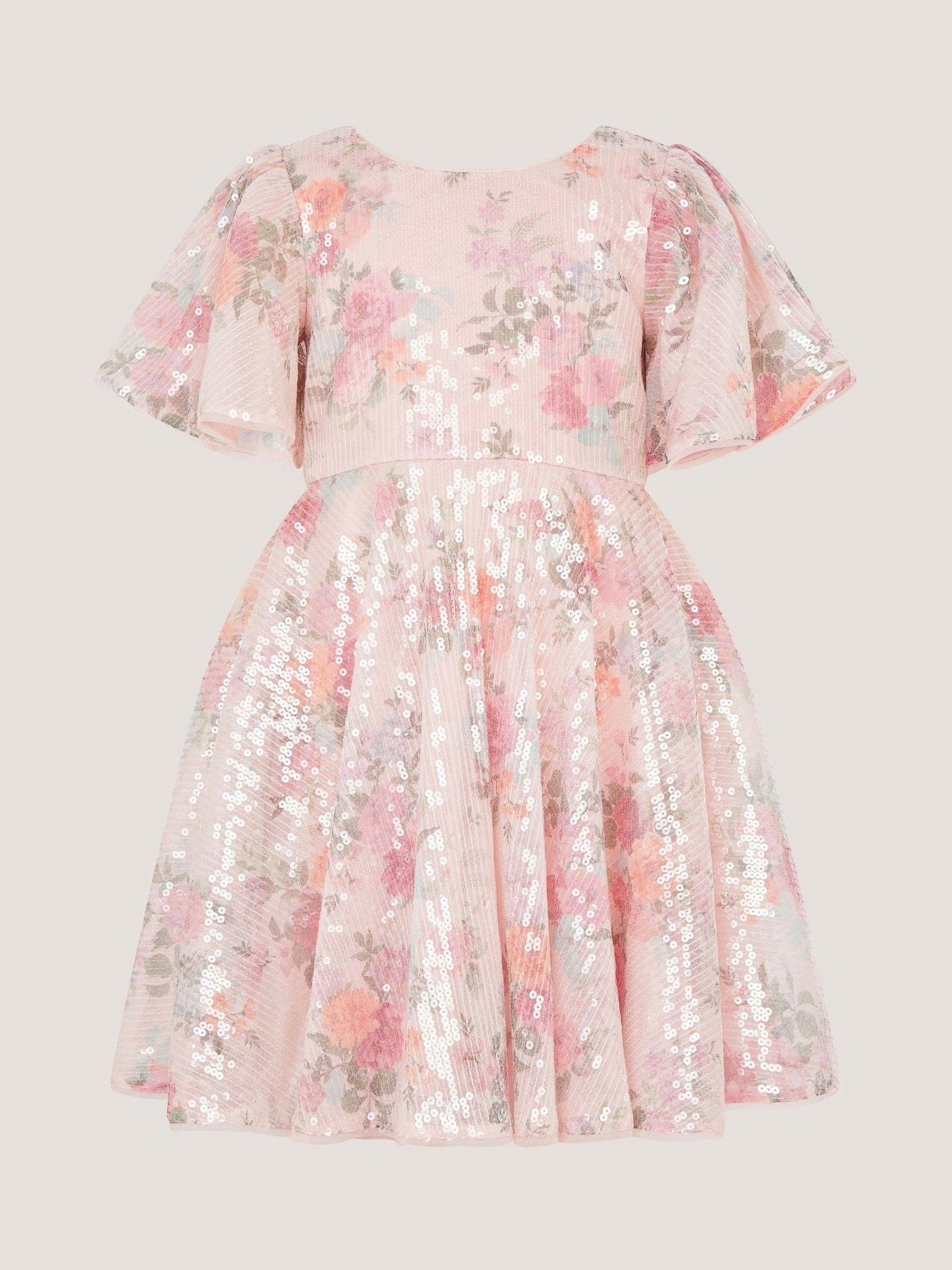 Dsiney Kidz - Monsoon Pink Fern Floral Sequin Party Dress image 2