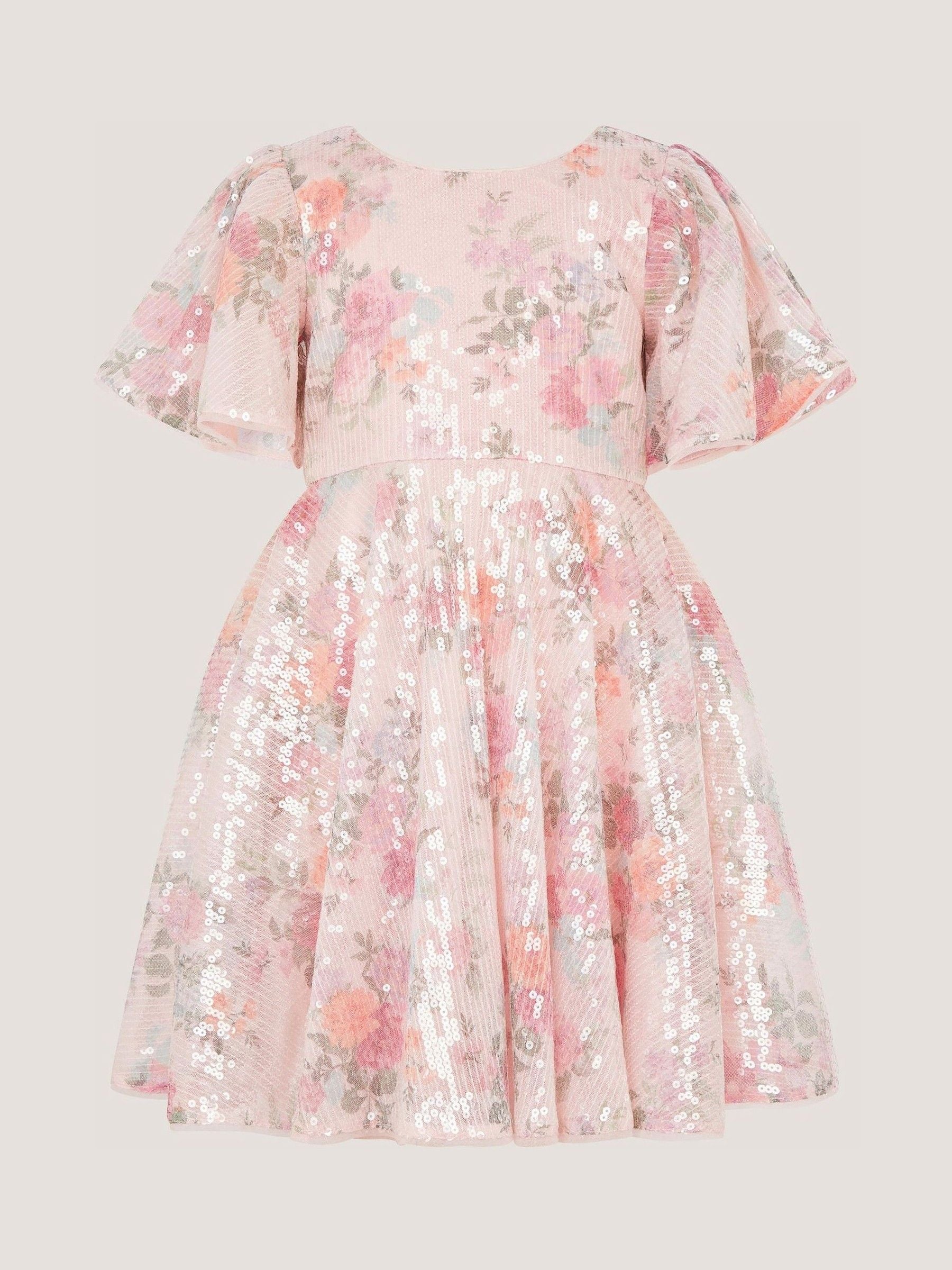 Dsiney Kidz - Monsoon Pink Fern Floral Sequin Party Dress image 2