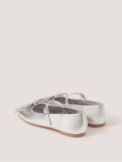 Monsoon Silver Gemstone Bow Ballet Flats image 3