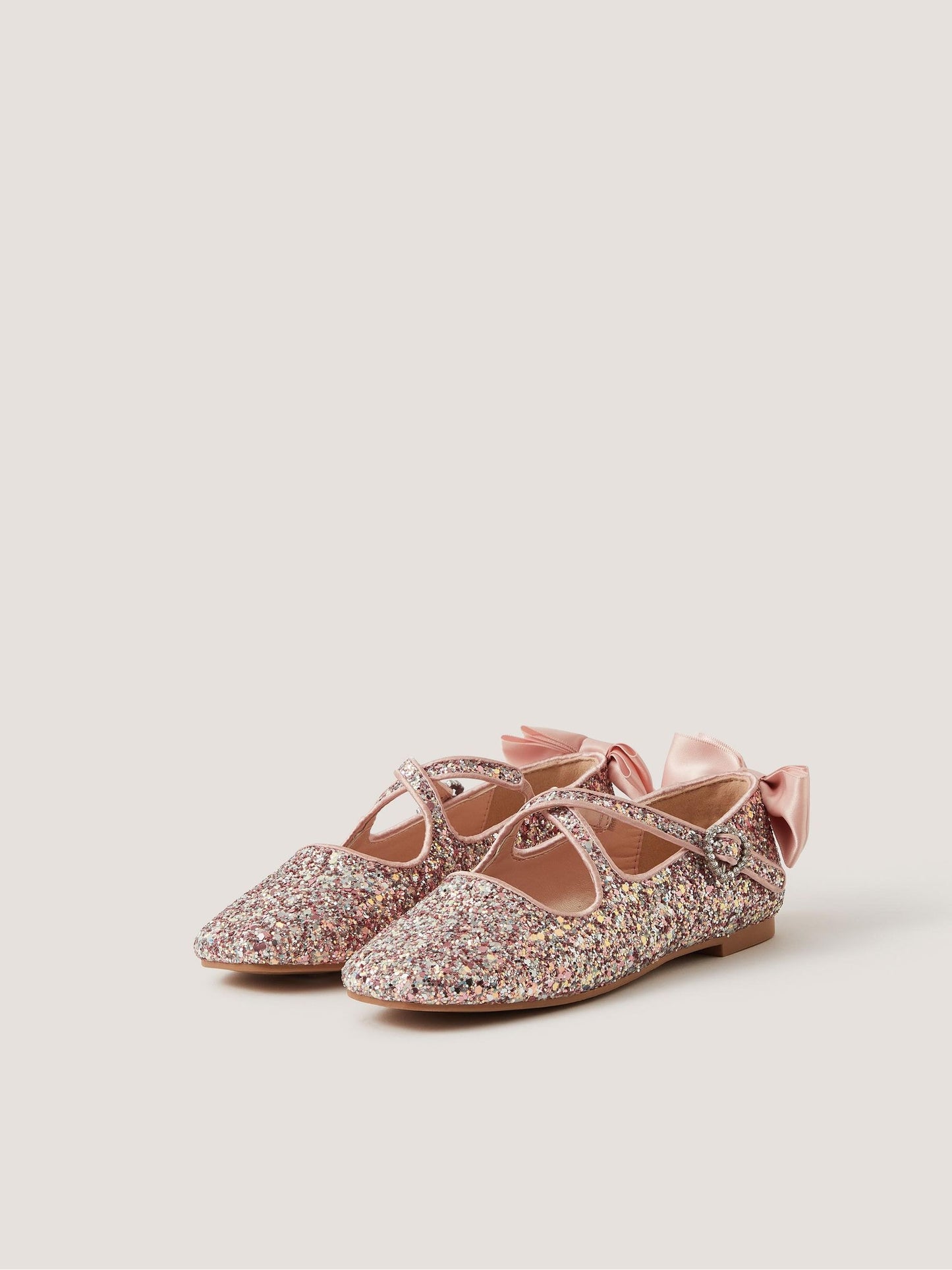 Monsoon Pink Glitter Bow Mary Jane Ballet Flats image 1