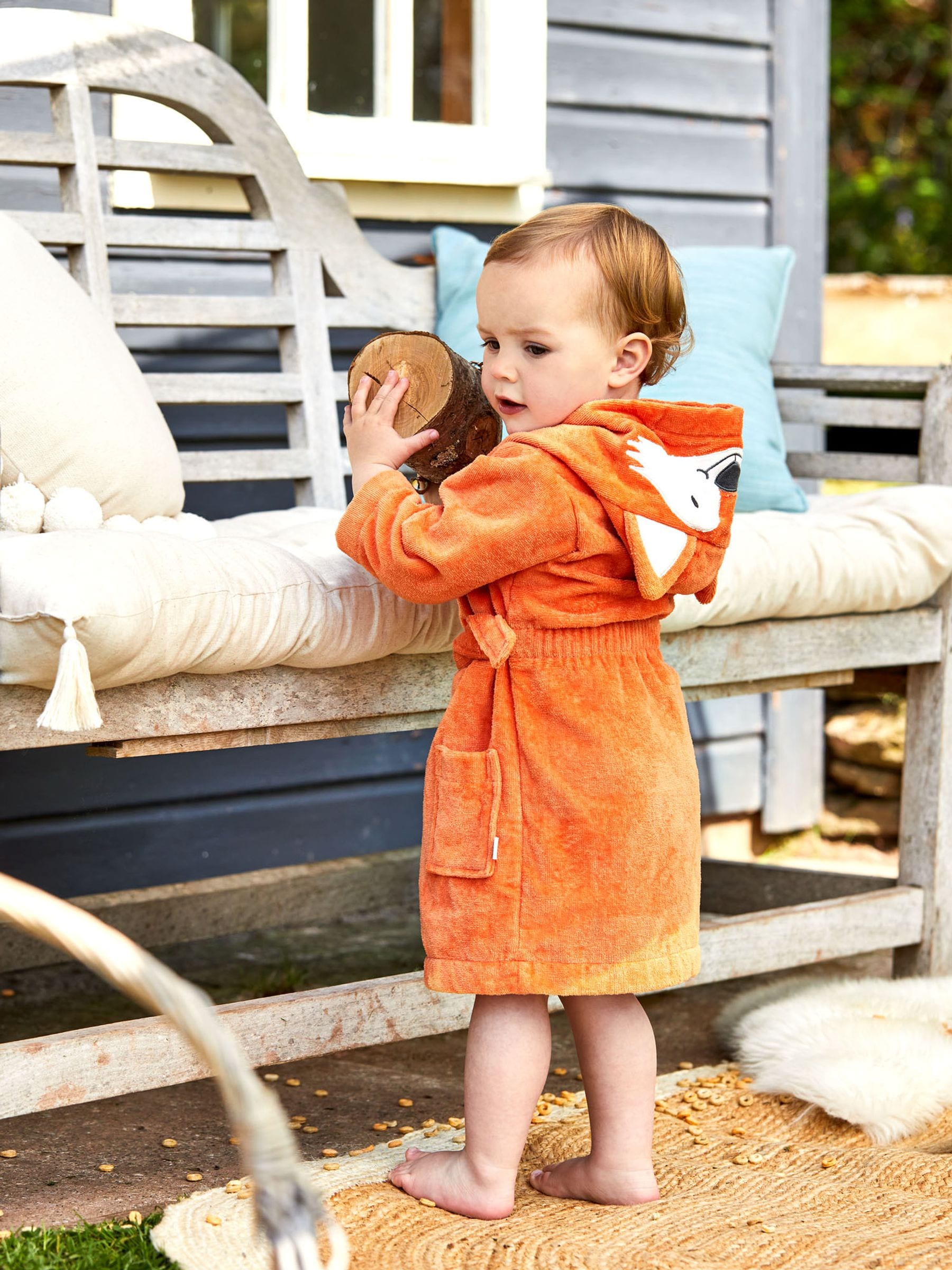 JoJo Maman Bébé Rust Orange Cotton Towelling Robe image 1