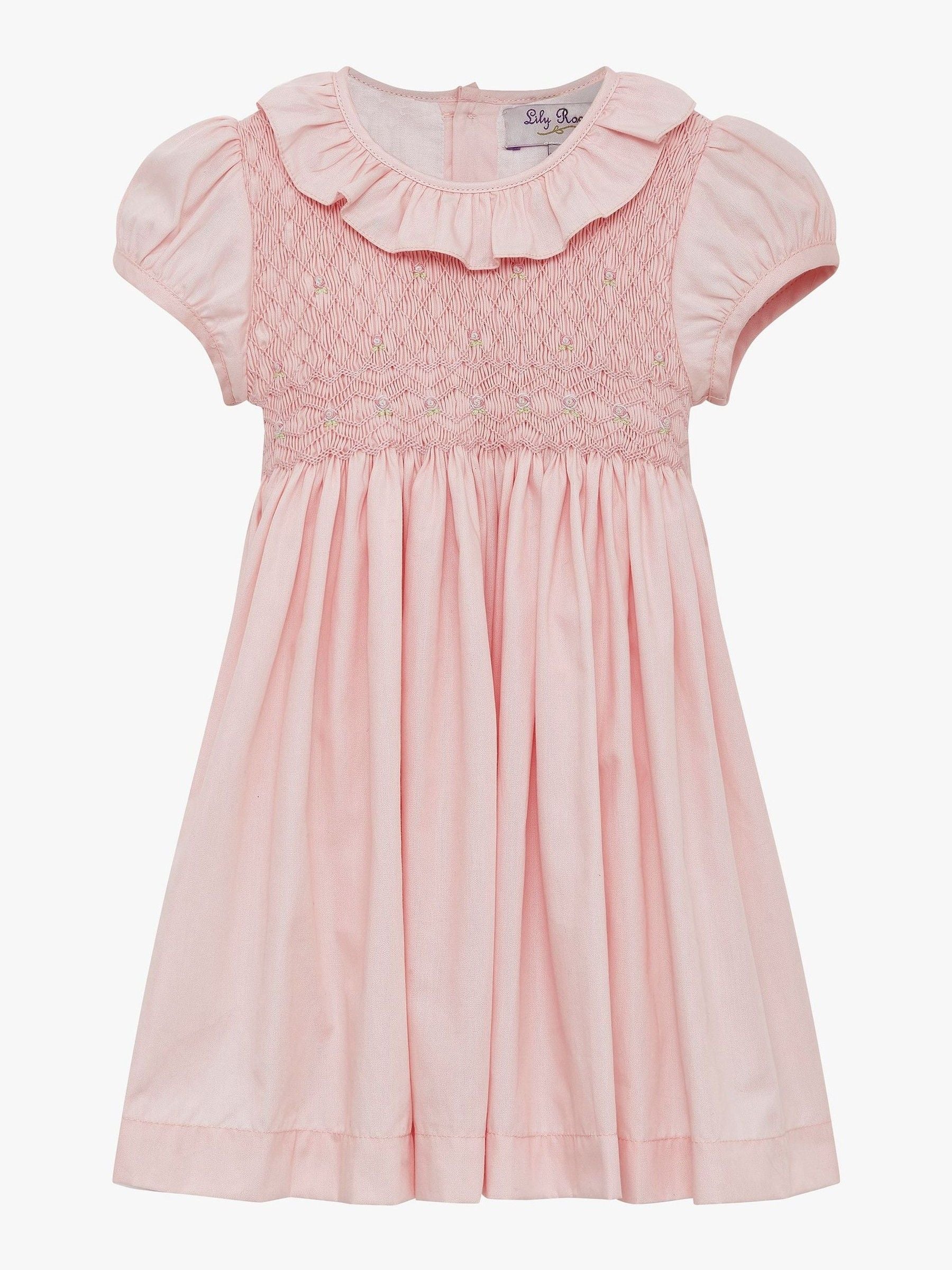 Trotters London Pink Willow 100% Cotton Hand Smocked Dress image 1