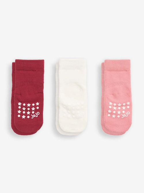 JoJo Maman Bébé Berry Pink 3-Pack Extra Thick Socks image 1