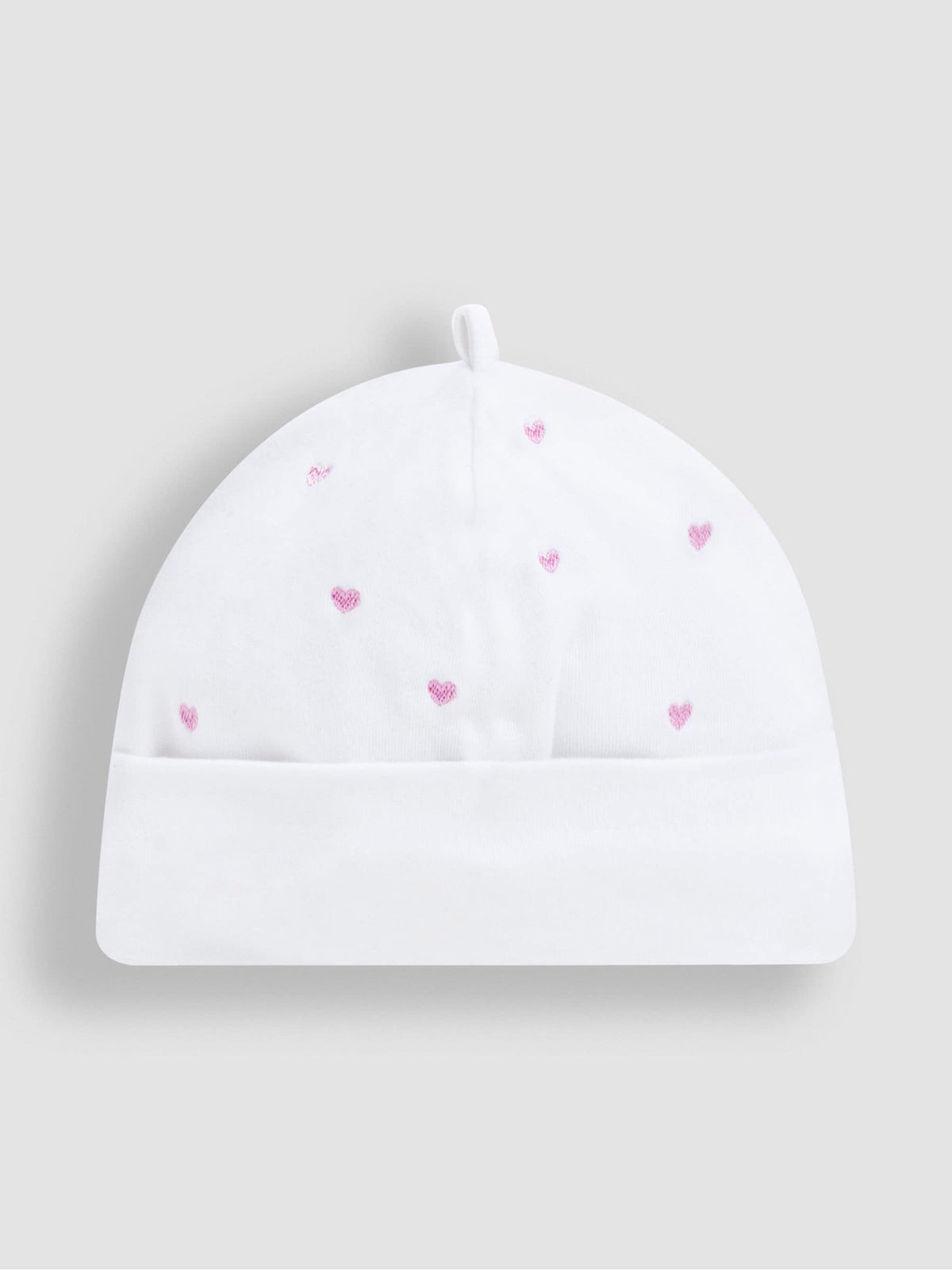 JoJo Maman Bébé Pink Heart Embroidered Cotton Baby Hat image 2