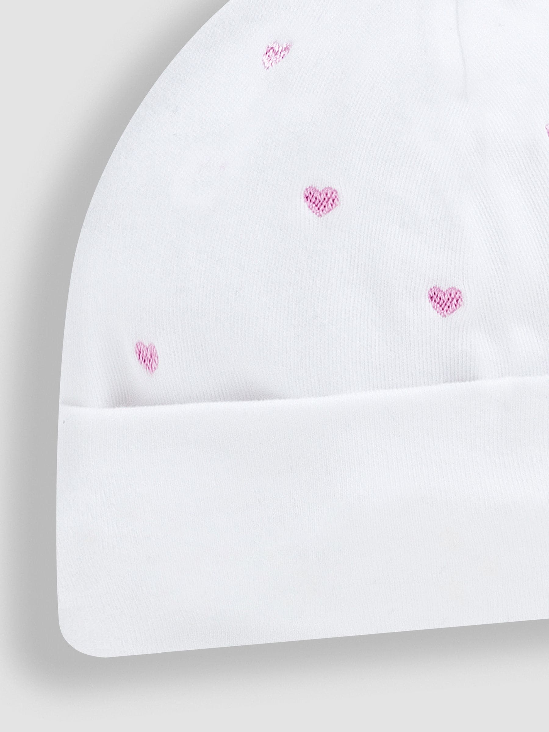 JoJo Maman Bébé Pink Heart Embroidered Cotton Baby Hat image 4