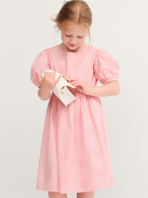 Dsiney Kidz - Monsoon Pink Puff Sleeve Floral Embroidered Dress image 1