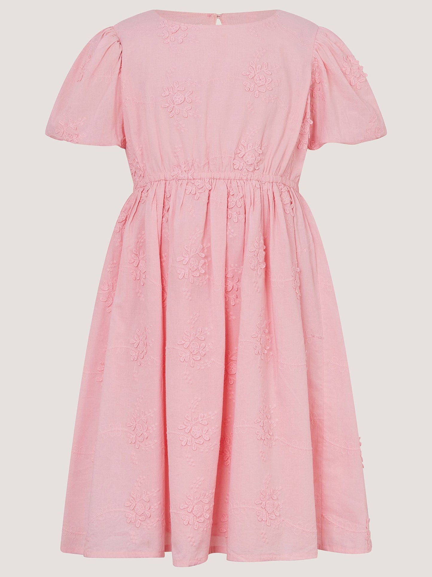 Dsiney Kidz - Monsoon Pink Puff Sleeve Floral Embroidered Dress image 2