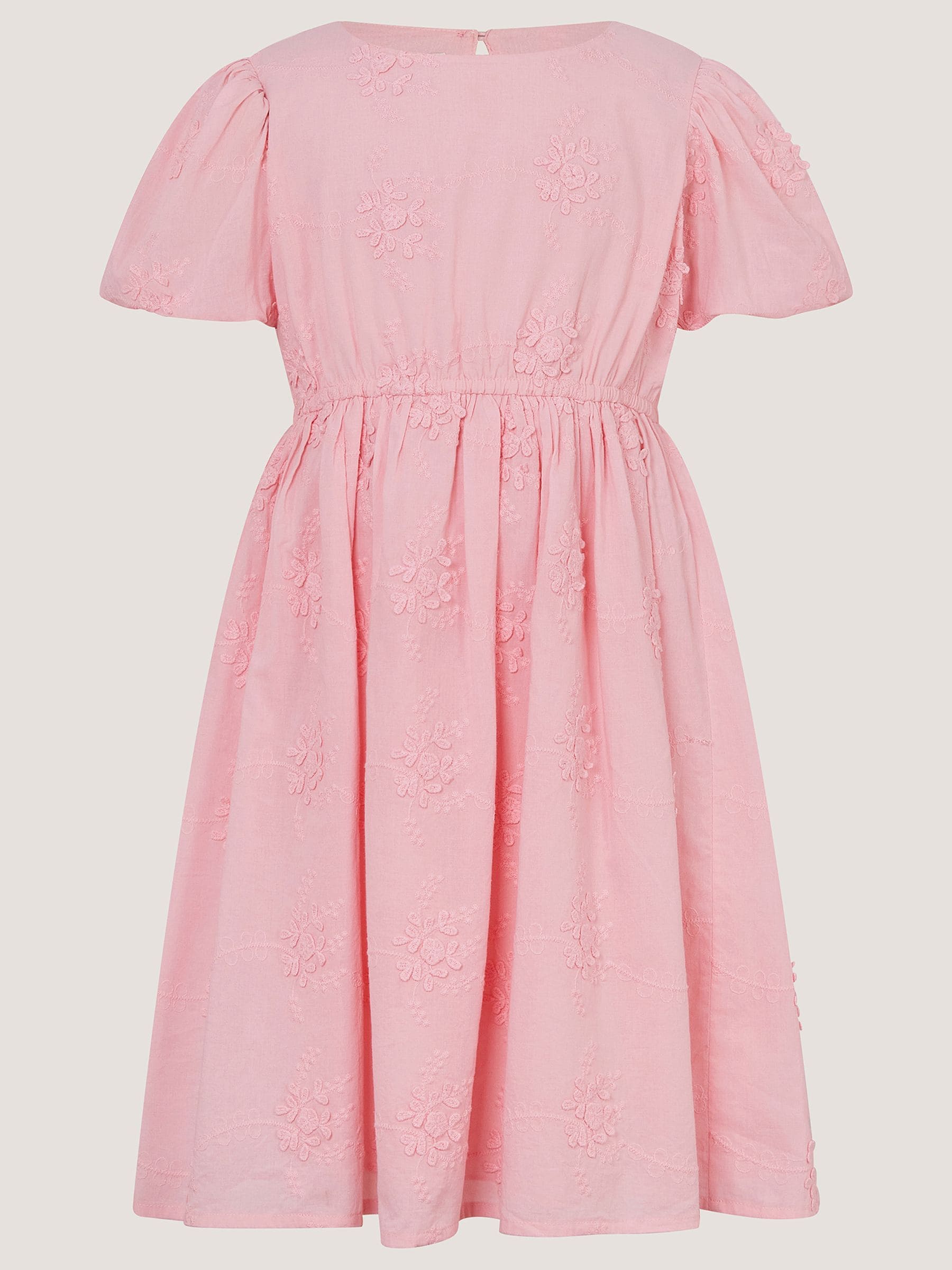 Dsiney Kidz - Monsoon Pink Puff Sleeve Floral Embroidered Dress image 2