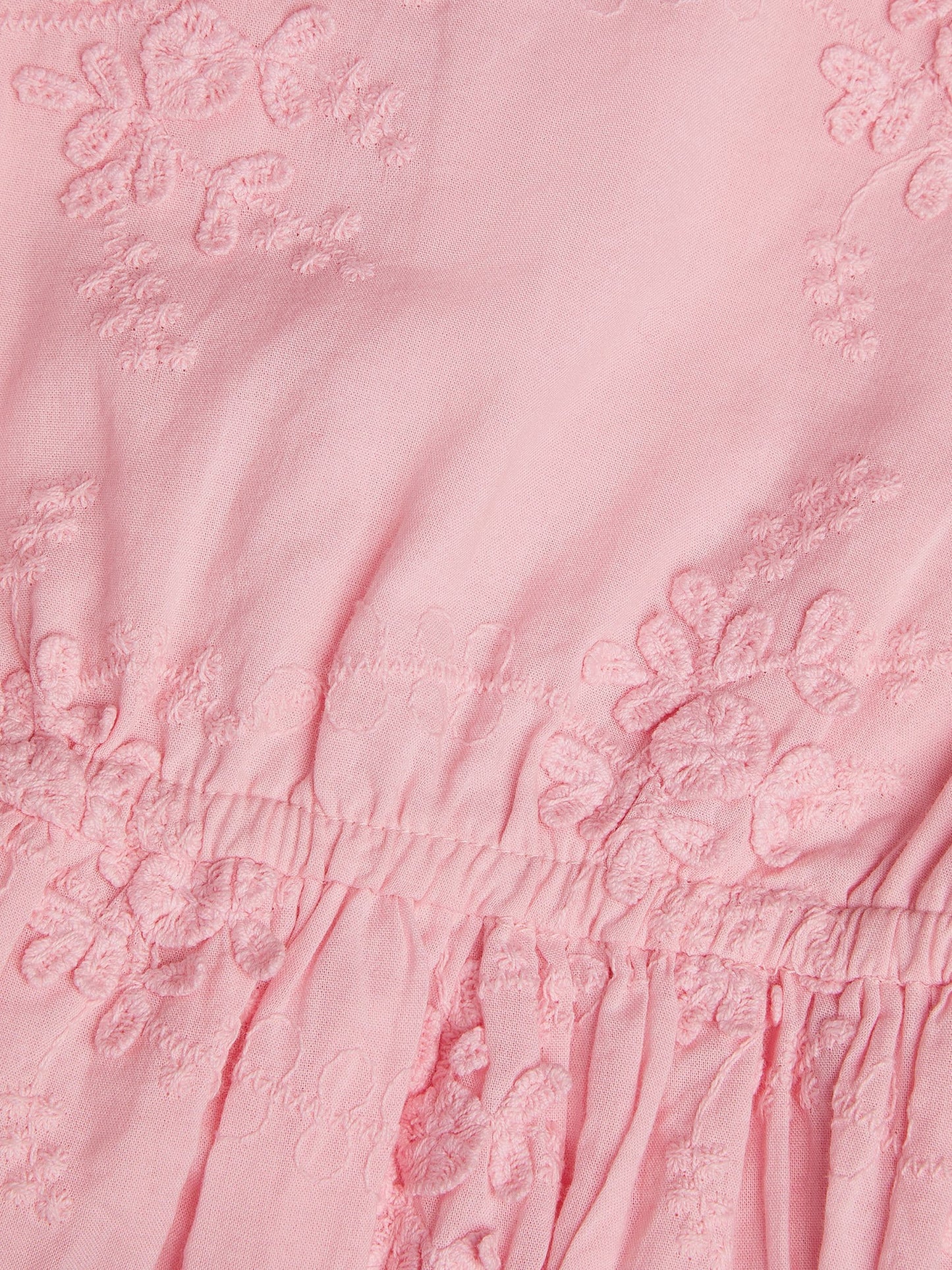Dsiney Kidz - Monsoon Pink Puff Sleeve Floral Embroidered Dress image 4