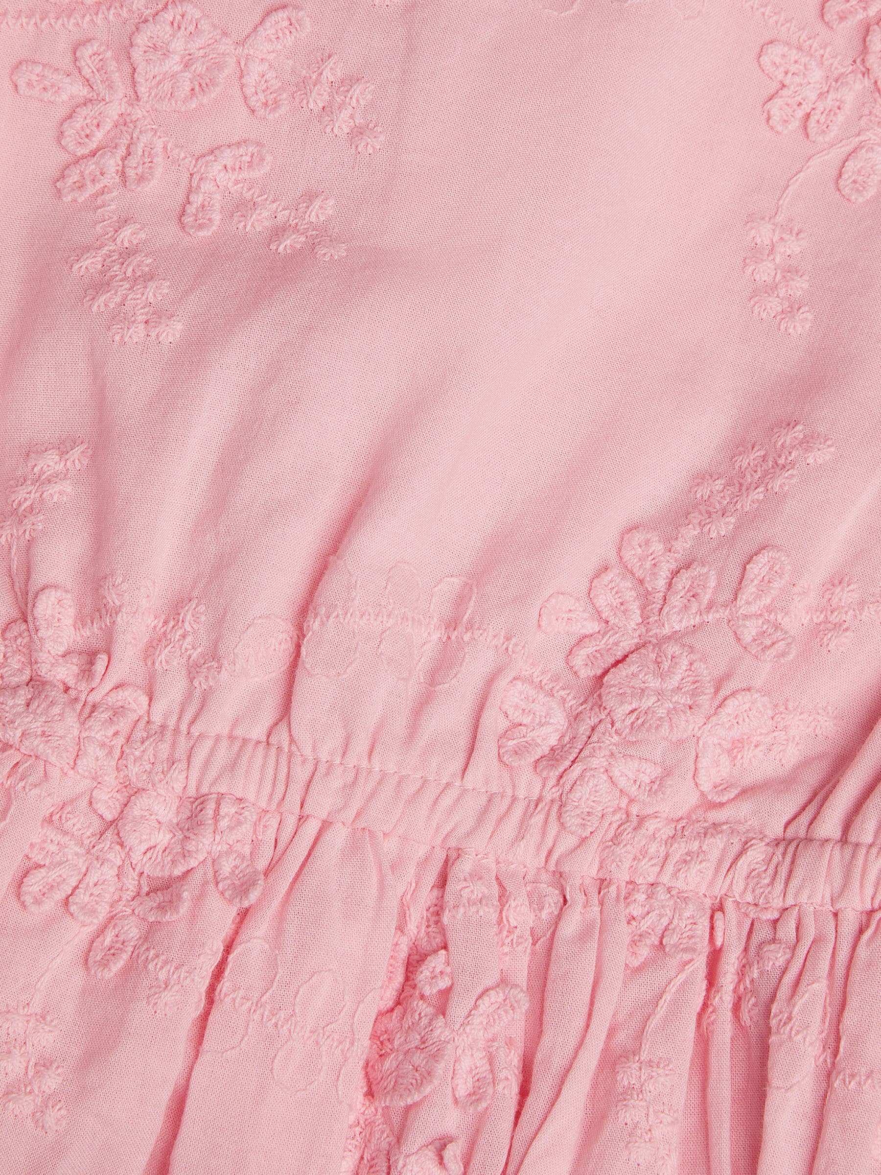 Dsiney Kidz - Monsoon Pink Puff Sleeve Floral Embroidered Dress image 4