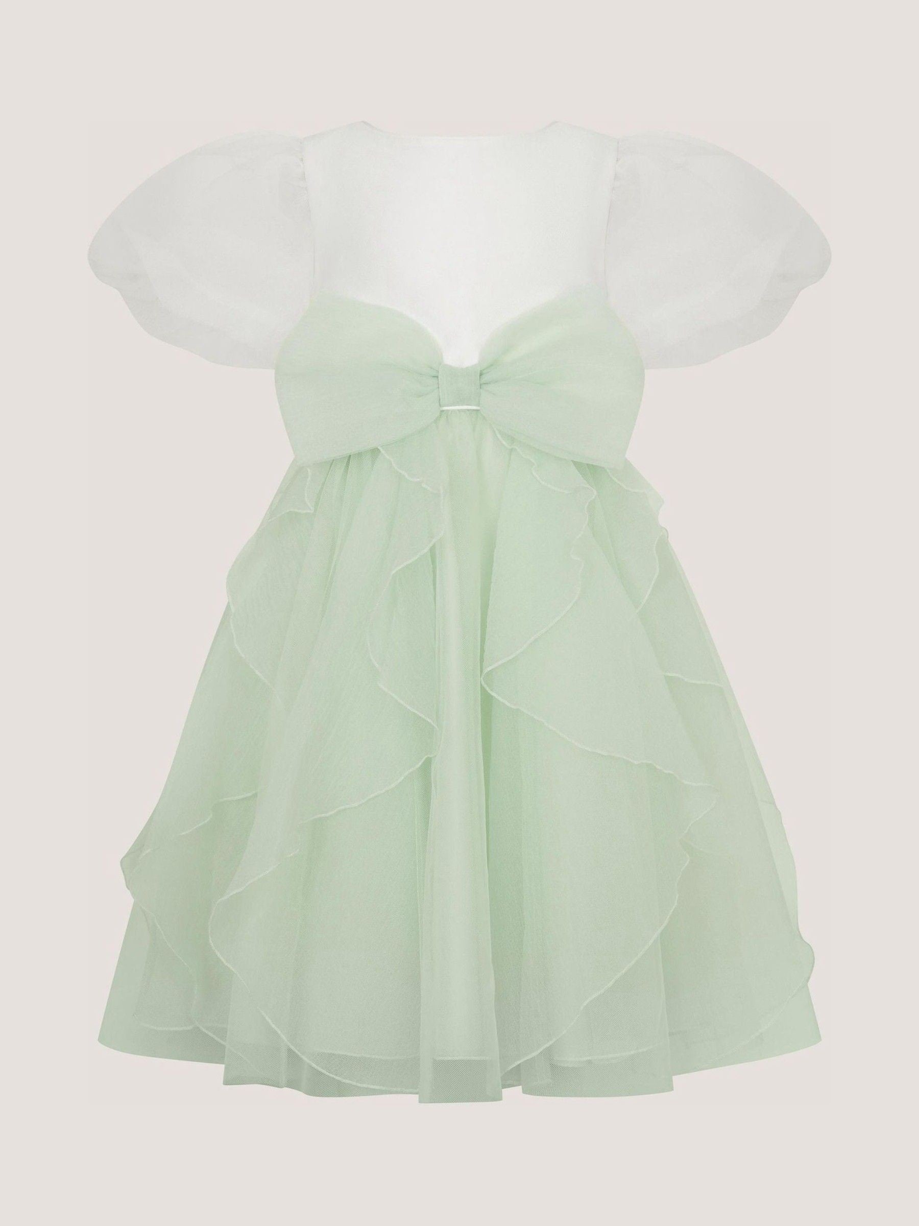 Dsiney Kidz - Monsoon Green Raphela Puff Sleeve Bow Party Dress image 2